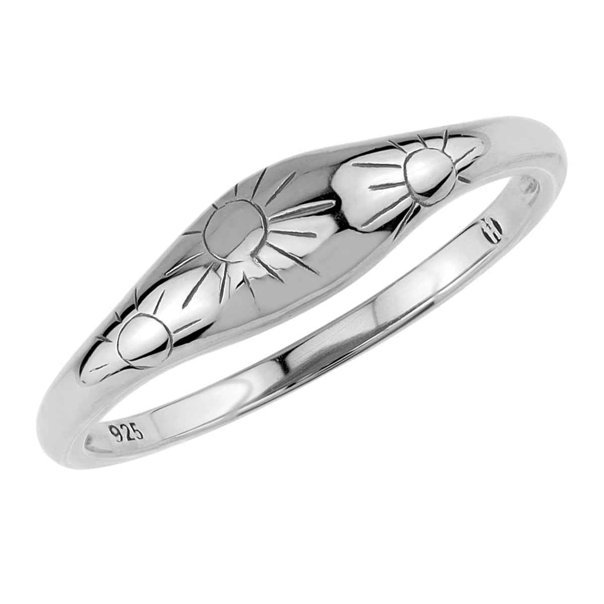 White Gold Plated 925 Sterling Silver Minimalist Sun Ray Inspired Fashion Chic Ring