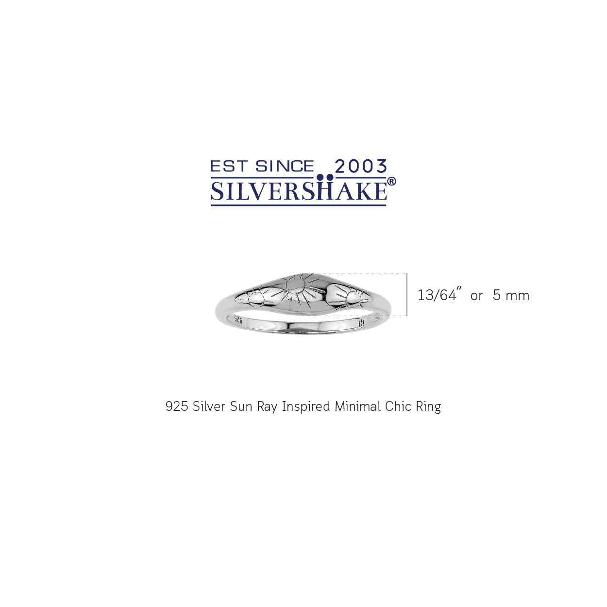 White Gold Plated 925 Sterling Silver Minimalist Sun Ray Inspired Fashion Chic Ring