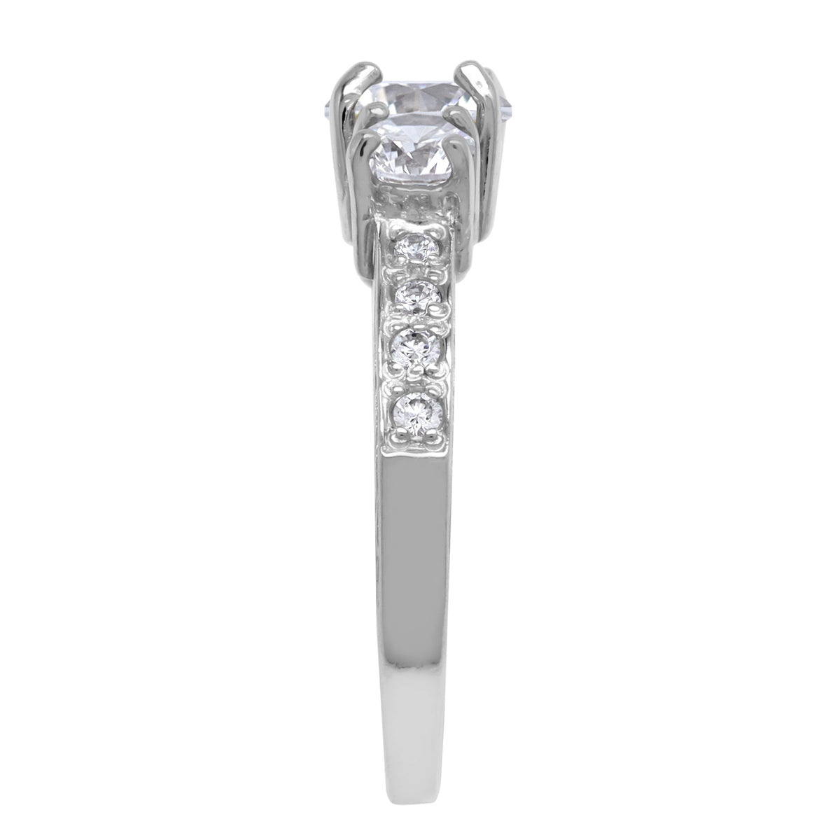 3-Stone Round Shape Cubic Zirconia White Gold Plated 925 Sterling Silver Anniversary Engagement Ring April Gemstone Birthstone Jewelry for Women - Silvershake-store