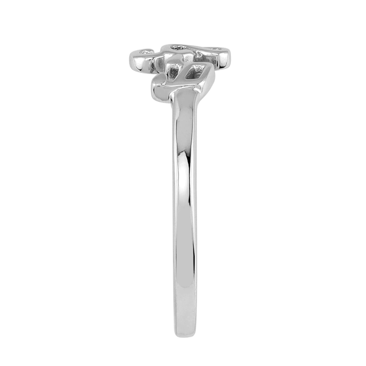 Petite White Gold Plated 925 Sterling Silver Minimalist Chic Musical Note-Treble Clef Casual Stackable Ring