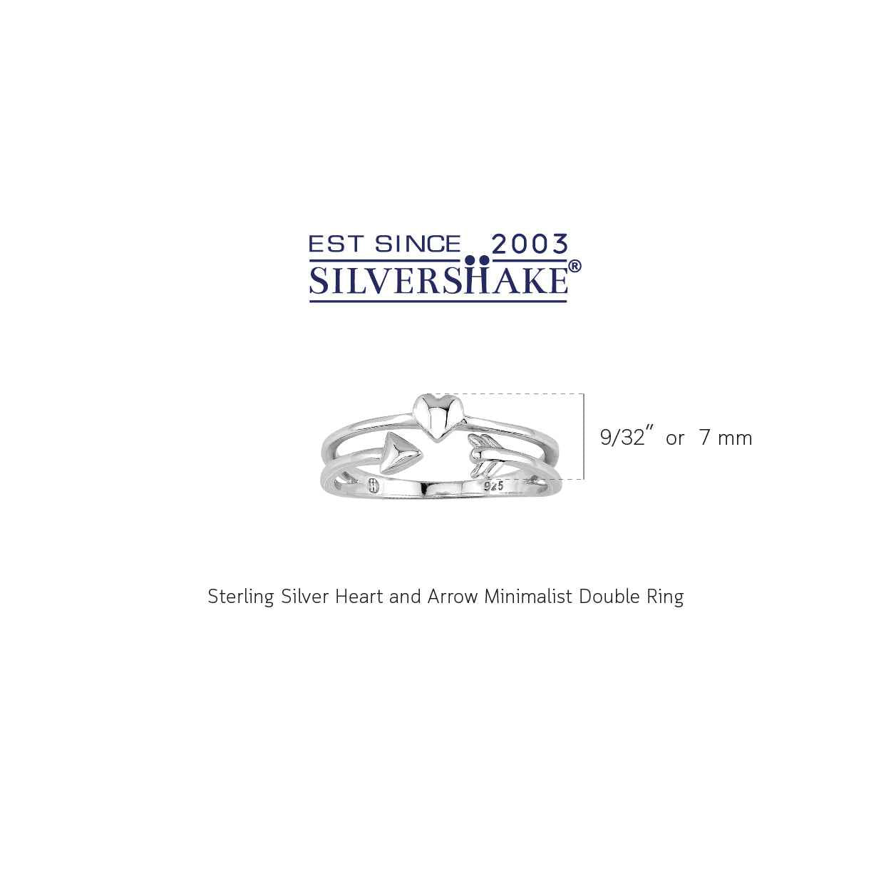 Petite White Gold Plated 925 Sterling Silver Minimalist Chic Heart and Arrow Love Casual Ring