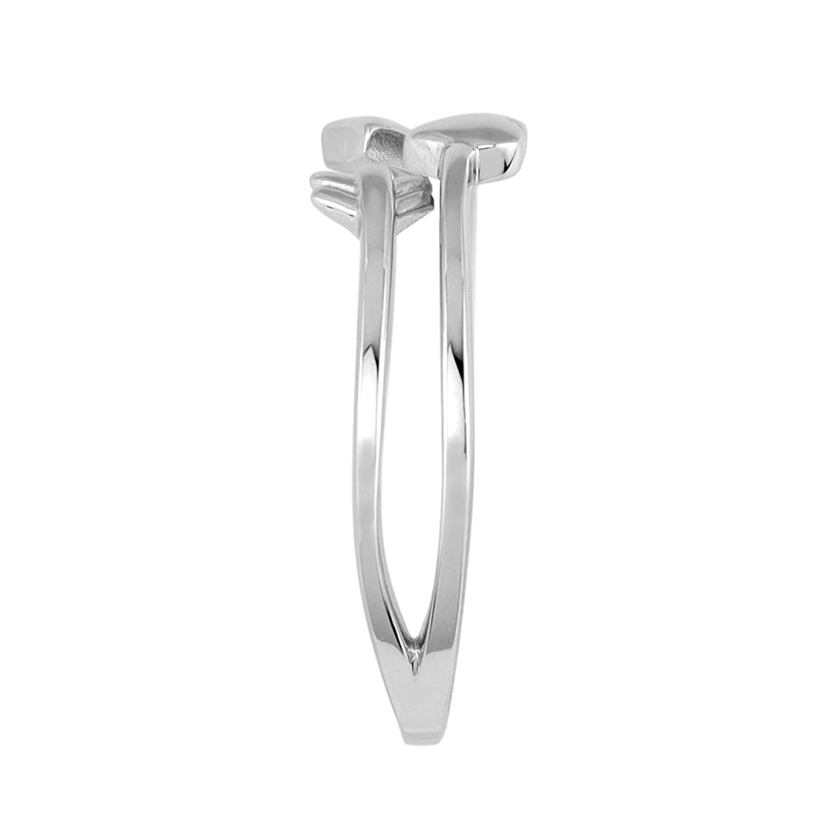 Petite White Gold Plated 925 Sterling Silver Minimalist Chic Heart and Arrow Love Casual Ring