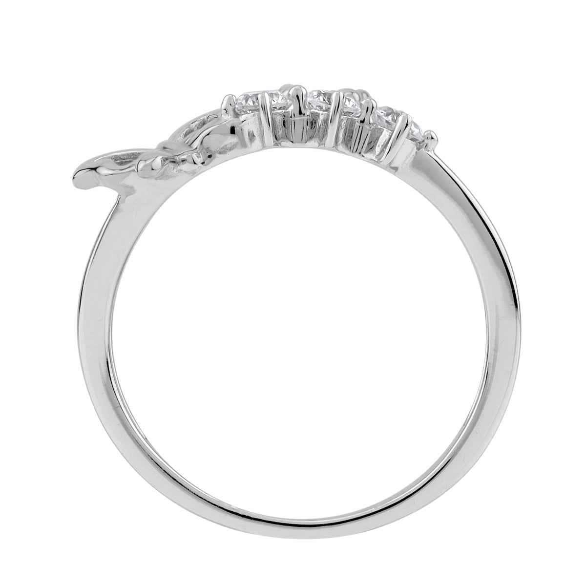 3-Stone Cubic Zirconia White Gold Plated 925 Sterling Silver Butterfly Casual Ring