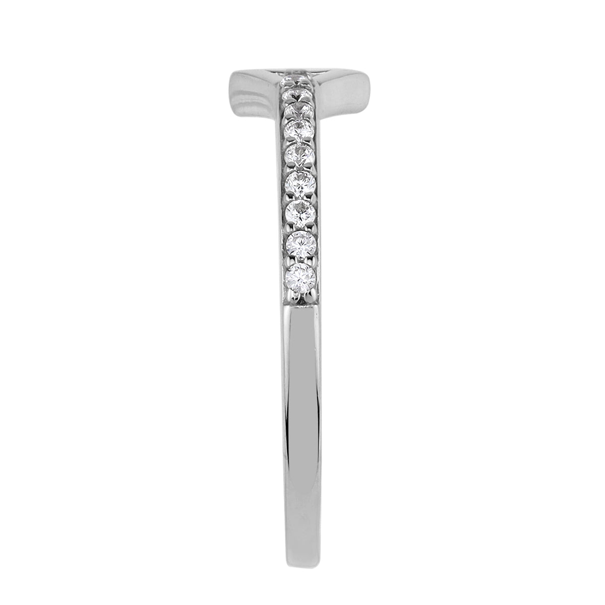 Cubic Zirconia White Gold Plated 925 Sterling Silver Minimalist Trendy Chic Triangle Geometric Stackable Ring