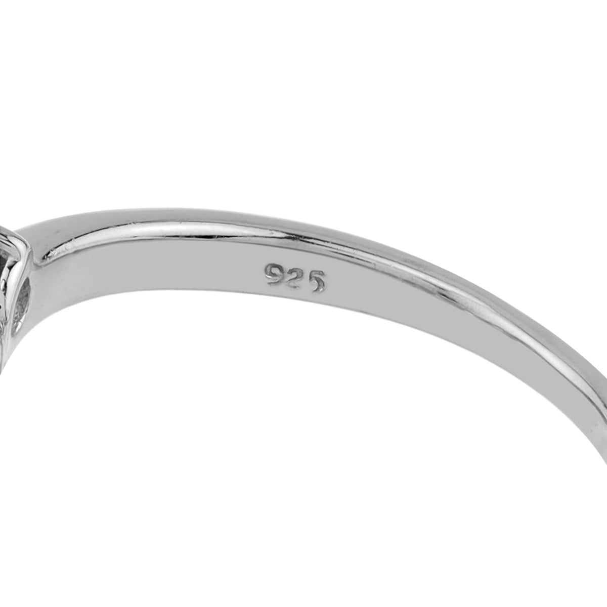 4MM 5-Stone Round Shape Cubic Zirconia White Gold Plated 925 Sterling Silver V Shape Ring