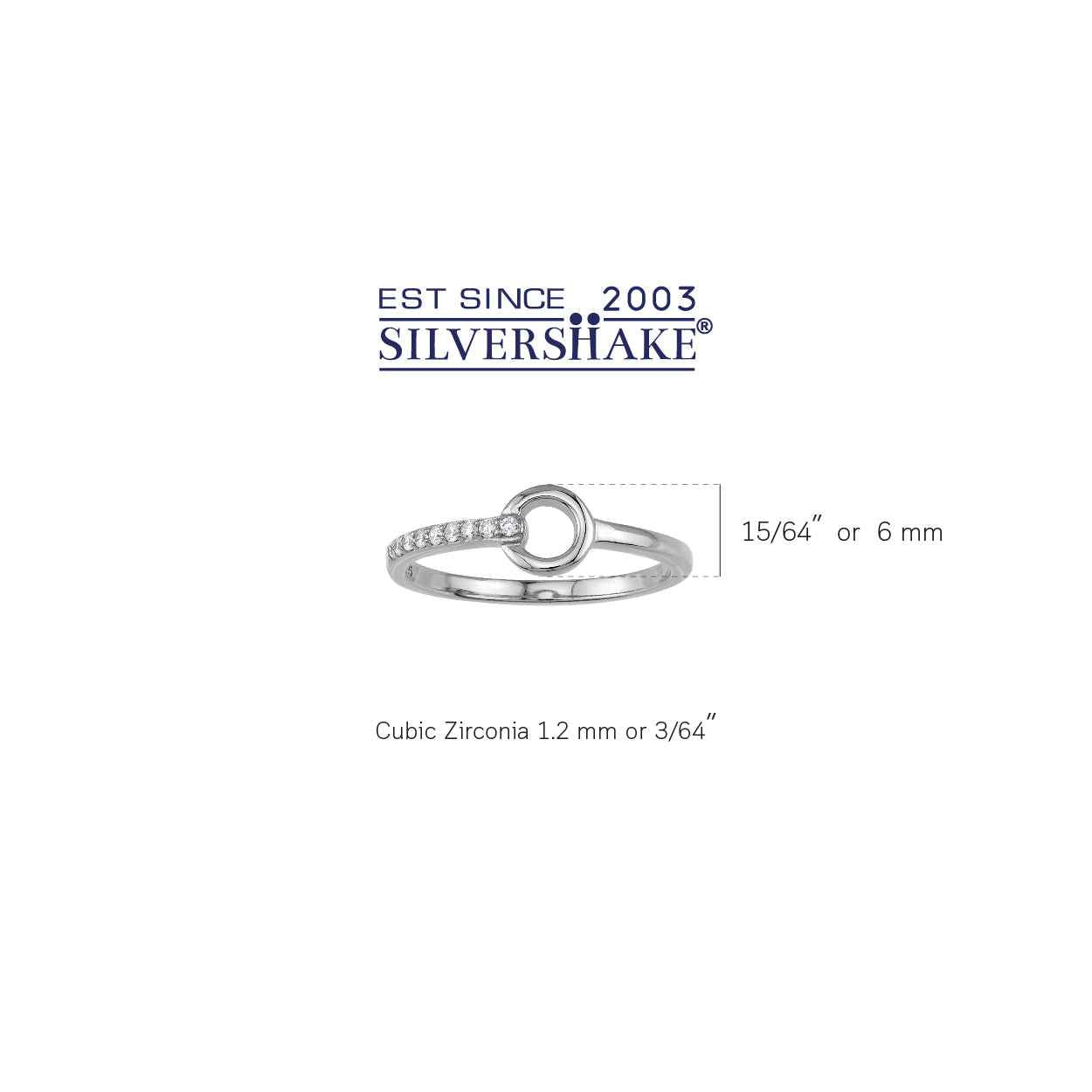 Cubic Zirconia White Gold Plated 925 Sterling Silver Minimalist Trendy Chic Round Circle Geometric Stackable Ring