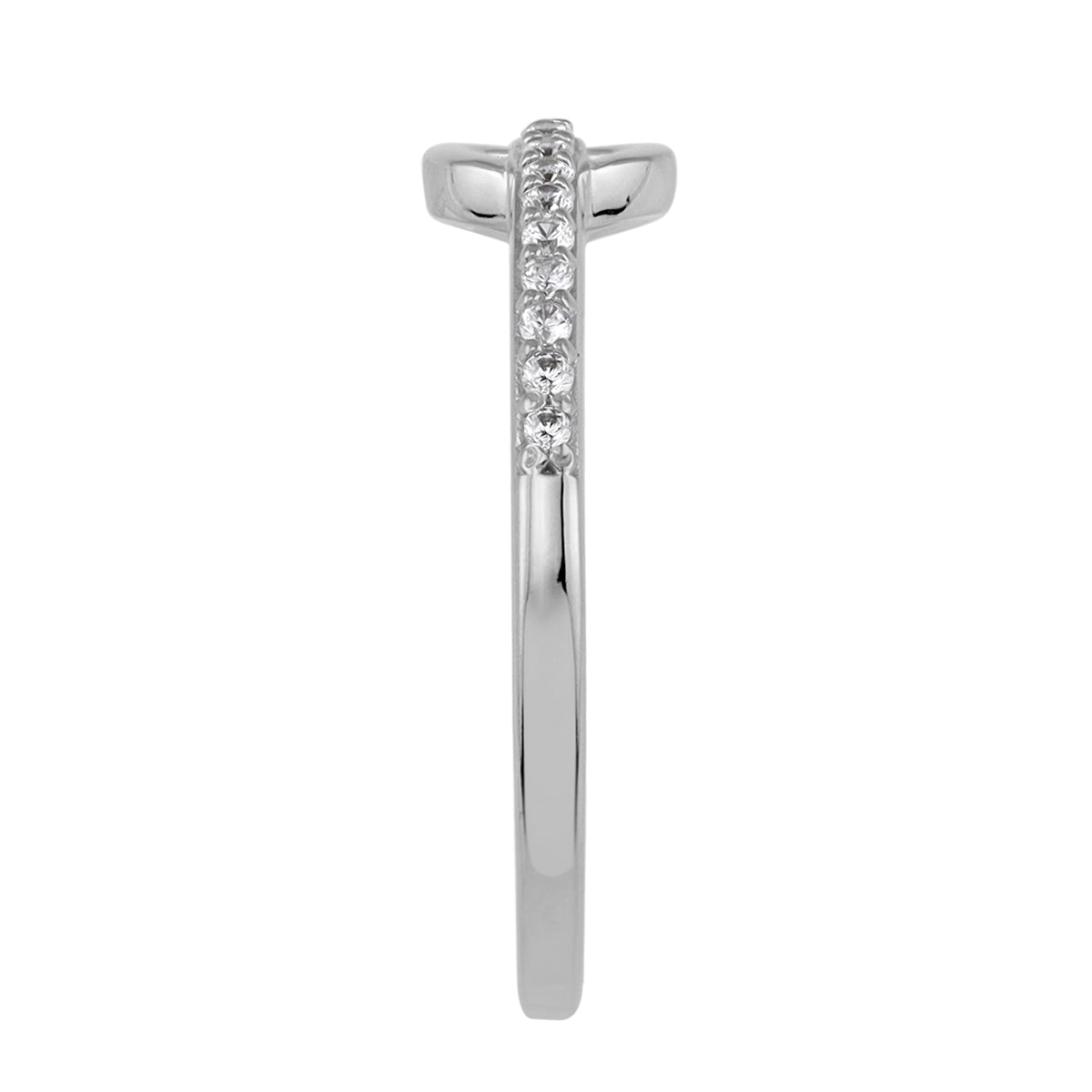 Cubic Zirconia White Gold Plated 925 Sterling Silver Minimalist Trendy Chic Round Circle Geometric Stackable Ring