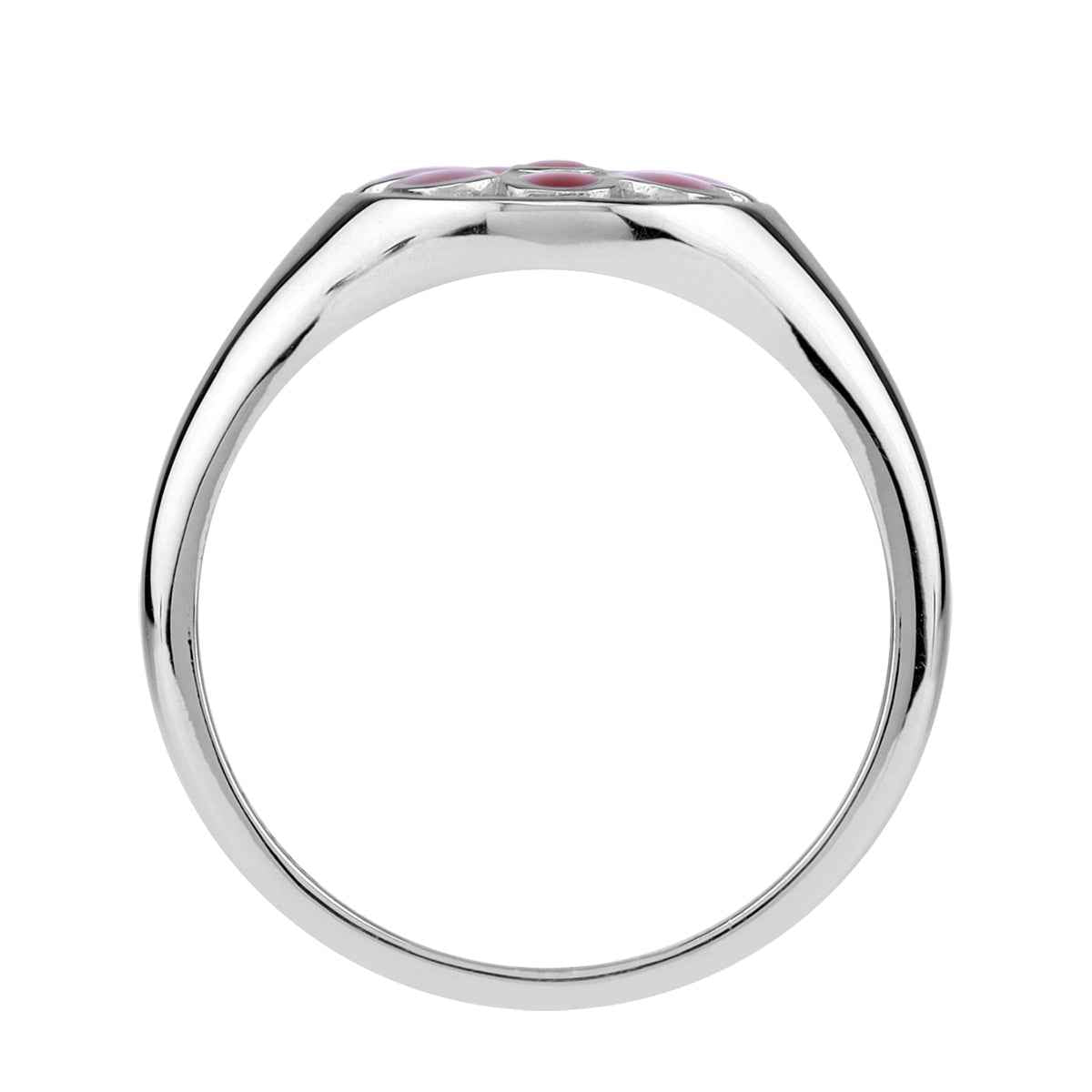 Red Enamel 925 Sterling Silver Scroll / Filigree Flower Casual Circle Ring