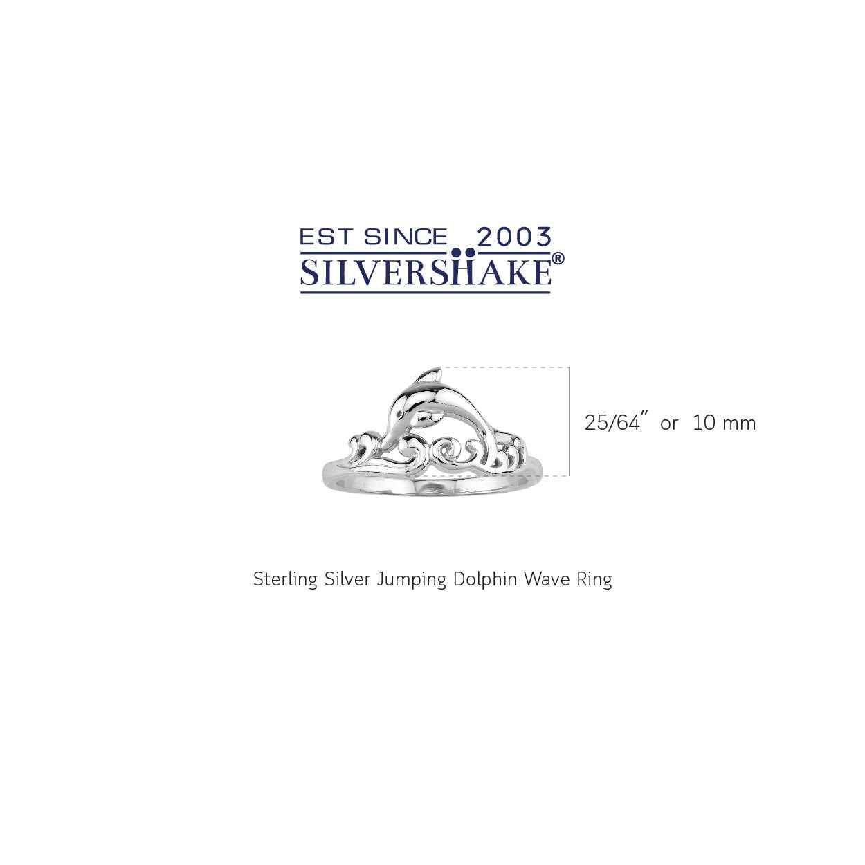 White Gold Plated 925 Sterling Silver Jumping Dolphin Divers Surfers Sealife Casual Ring