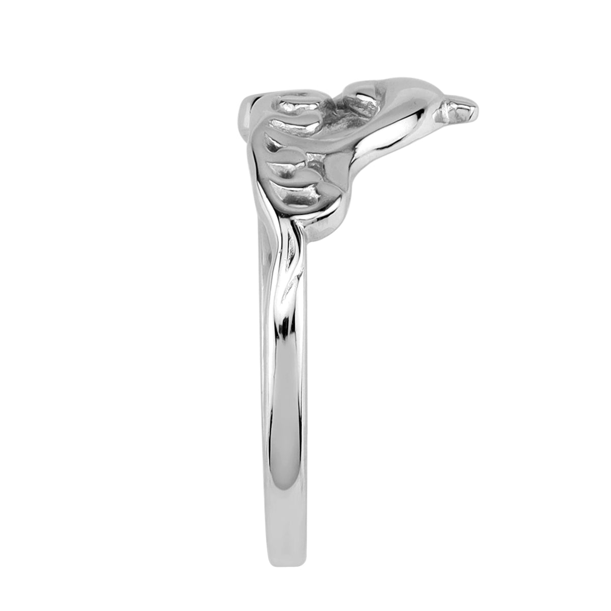 White Gold Plated 925 Sterling Silver Jumping Dolphin Divers Surfers Sealife Casual Ring