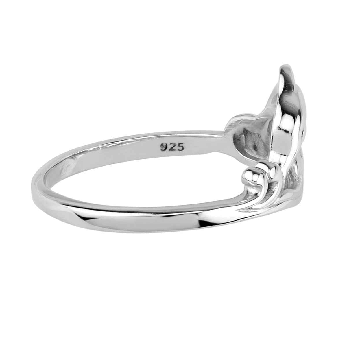 White Gold Plated 925 Sterling Silver Jumping Dolphin Divers Surfers Sealife Casual Ring