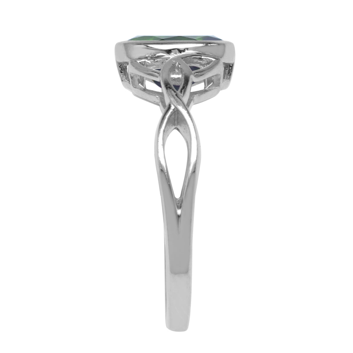 1.25 CTW 8X6mm Natural Oval Shape Green Chrome Diopside White Gold Plated 925 Sterling Silver Triquetra Trinity Celtic Knot Gemstone Ring Jewelry for Women - Silvershake-store