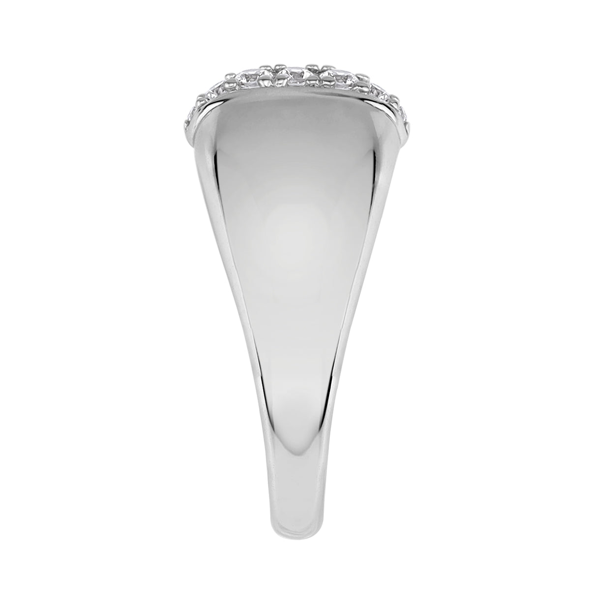 Round Shape Cubic Zirconia White Gold Plated 925 Sterling Silver Journey Vertical Fashion Dome Ring