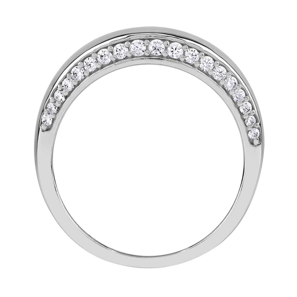 Round Shape Cubic Zirconia White Gold Plated 925 Sterling Silver Journey Fashion Dome Ring