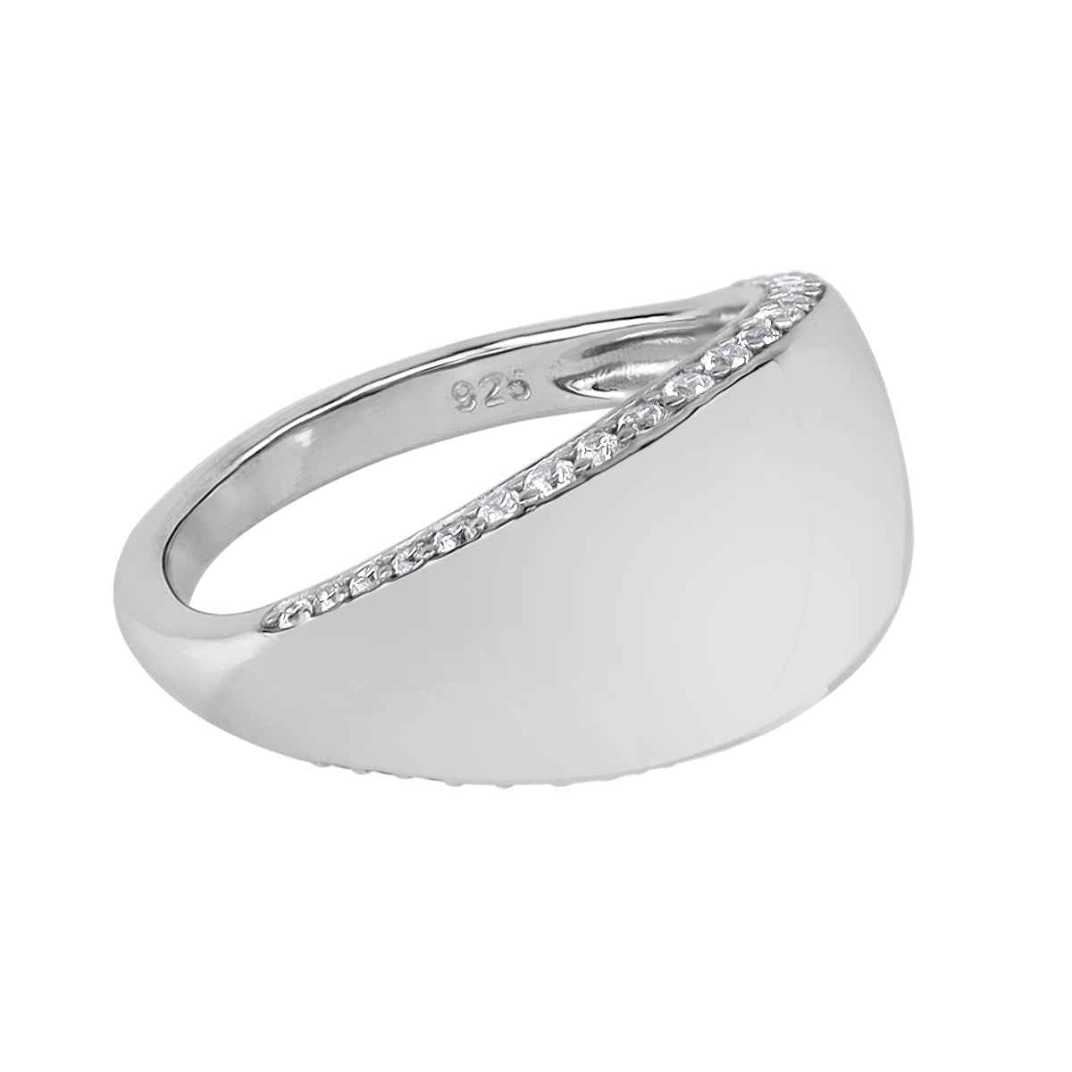 Round Shape Cubic Zirconia White Gold Plated 925 Sterling Silver Journey Fashion Dome Ring