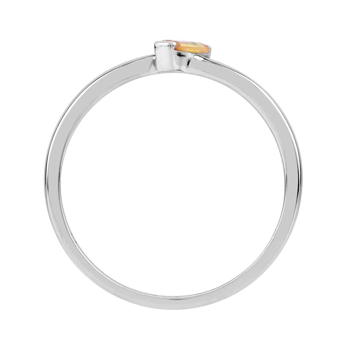 Extra Ultra Petite Natural Yellow Sapphire White Gold Plated 925 Sterling Silver Minimalist Stackable Promise Solitaire Gemstone Ring