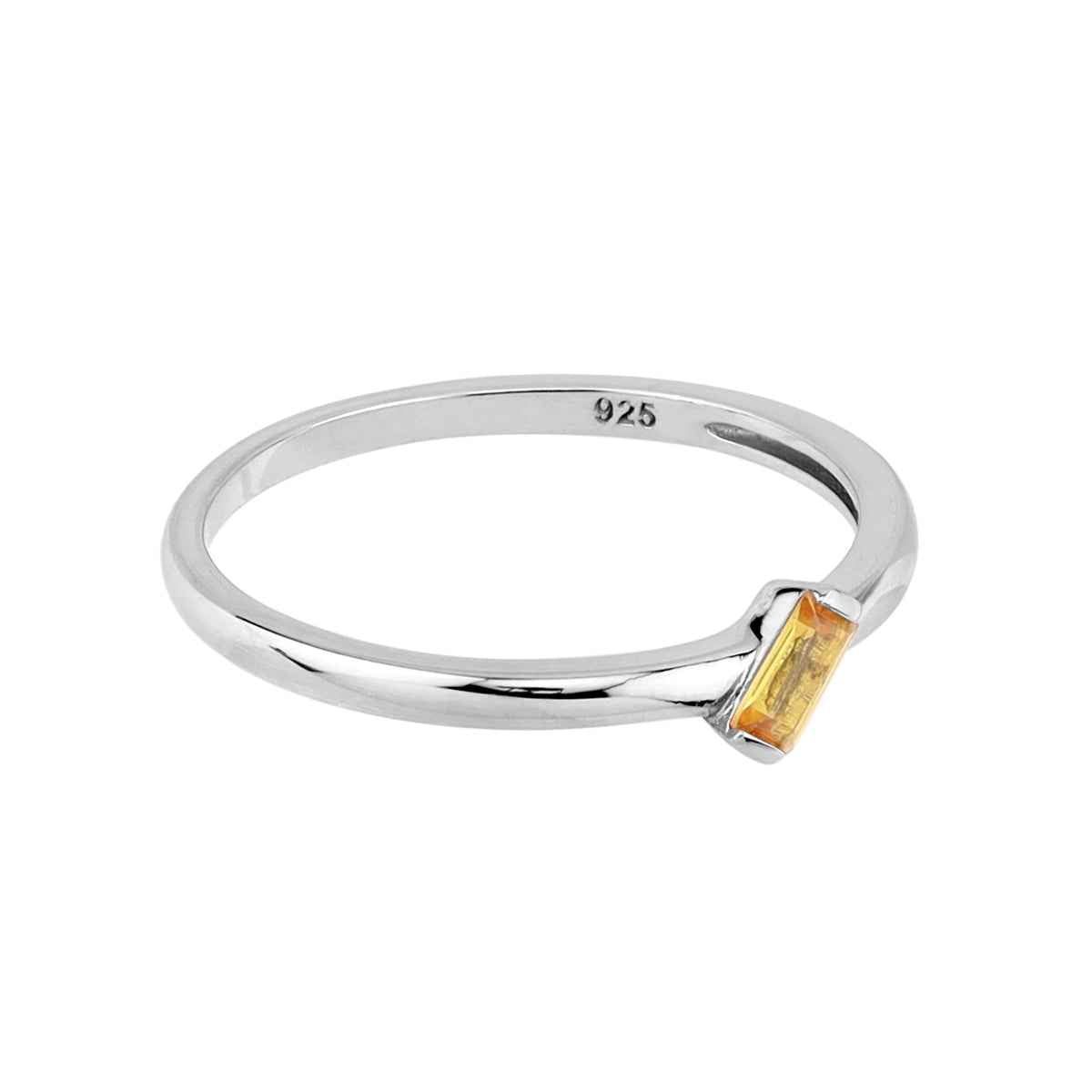 Extra Ultra Petite Natural Yellow Sapphire White Gold Plated 925 Sterling Silver Minimalist Stackable Promise Solitaire Gemstone Ring