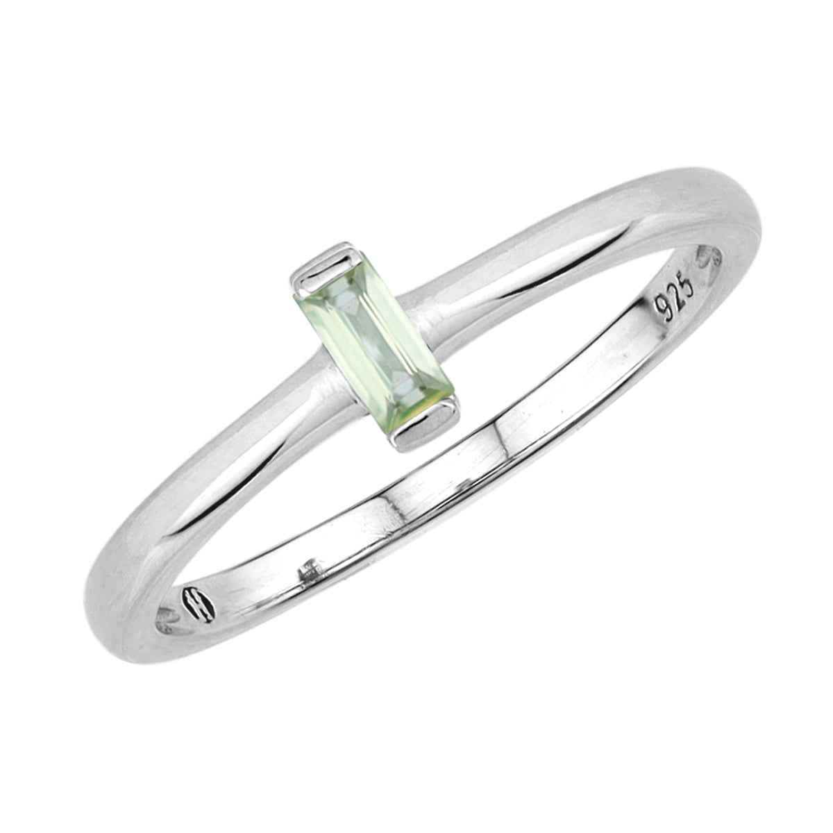 Extra Ultra Petite Natural Green Sapphire White Gold Plated 925 Sterling Silver Minimalist Stackable Promise Solitaire Gemstone Ring