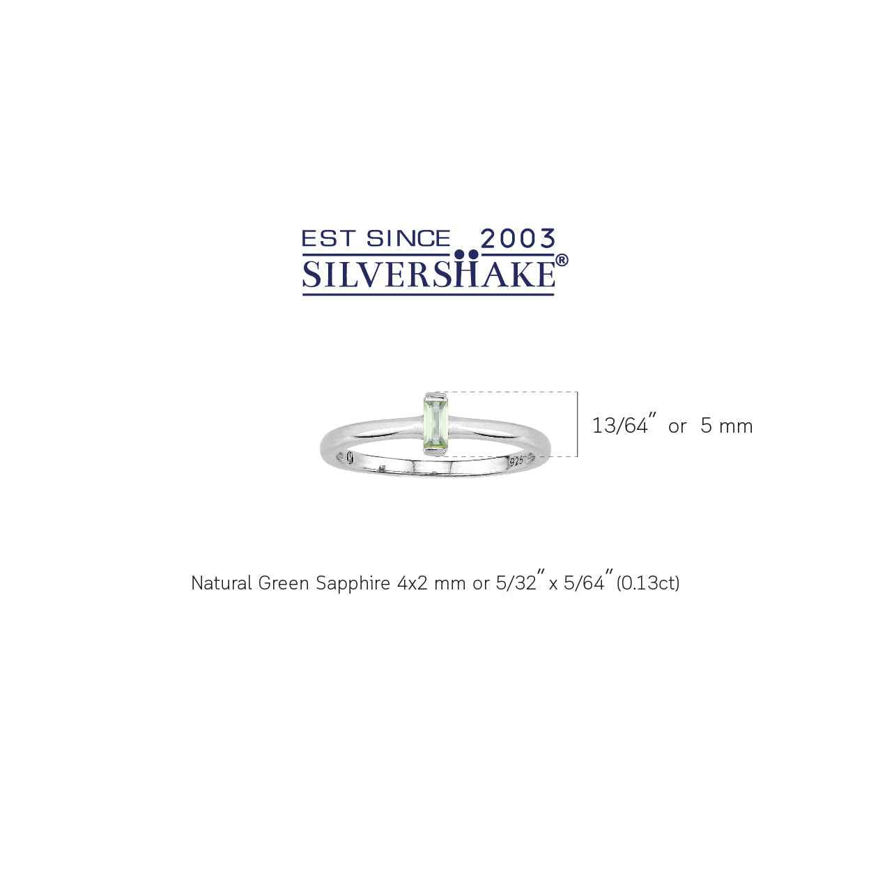 Extra Ultra Petite Natural Green Sapphire White Gold Plated 925 Sterling Silver Minimalist Stackable Promise Solitaire Gemstone Ring