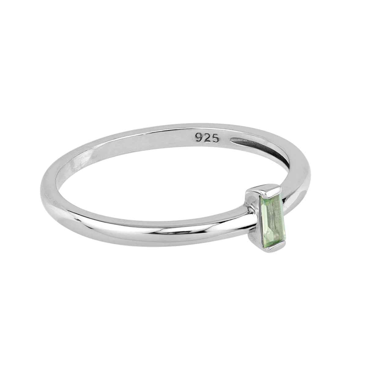 Extra Ultra Petite Natural Green Sapphire White Gold Plated 925 Sterling Silver Minimalist Stackable Promise Solitaire Gemstone Ring