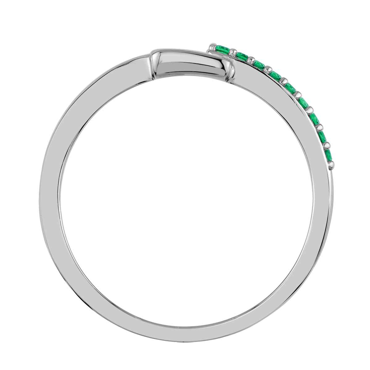 Created Nano Green Emerald White Gold Plated 925 Sterling Silver Minimalist Belt Buckle Square Geometric Stackable Ring