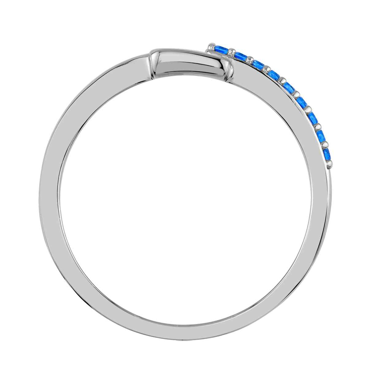 Created Blue Sapphire White Gold Plated 925 Sterling Silver Minimalist Belt Buckle Square Geometric Stackable Ring
