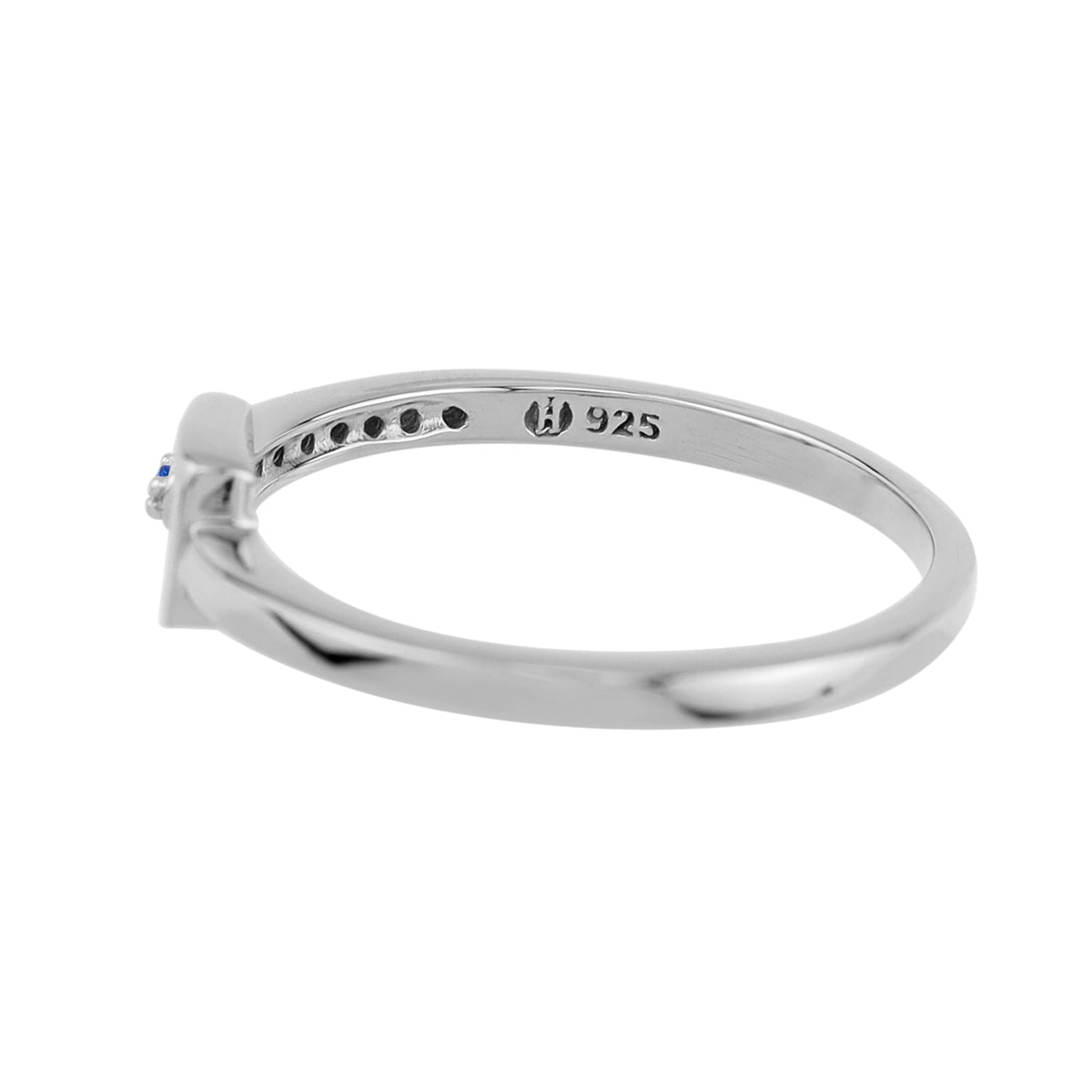 Created Blue Sapphire White Gold Plated 925 Sterling Silver Minimalist Belt Buckle Square Geometric Stackable Ring