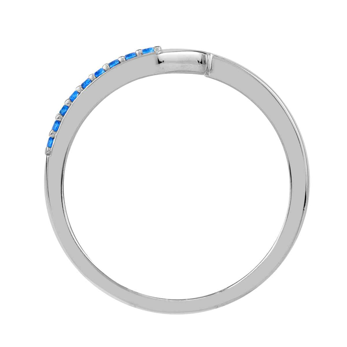 Created Blue Sapphire White Gold Plated 925 Sterling Silver Minimalist Trendy Chic Triangle Geometric Stackable Ring