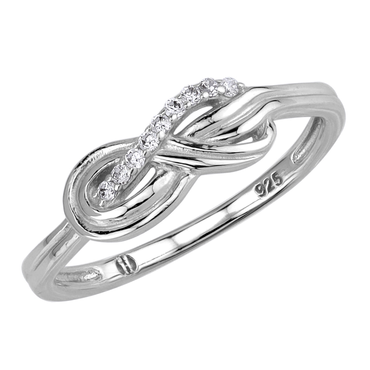 Cubic Zirconia White Gold Plated 925 Sterling Silver Trendy Chic Infinity Love Knot Casual Ring silvershake