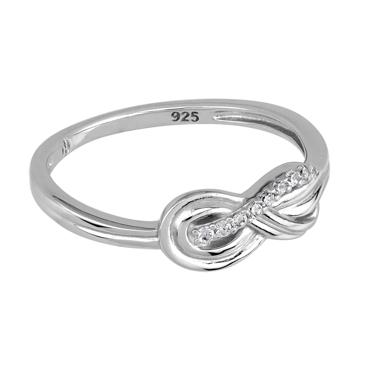 Cubic Zirconia White Gold Plated 925 Sterling Silver Trendy Chic Infinity Love Knot Casual Ring silvershake
