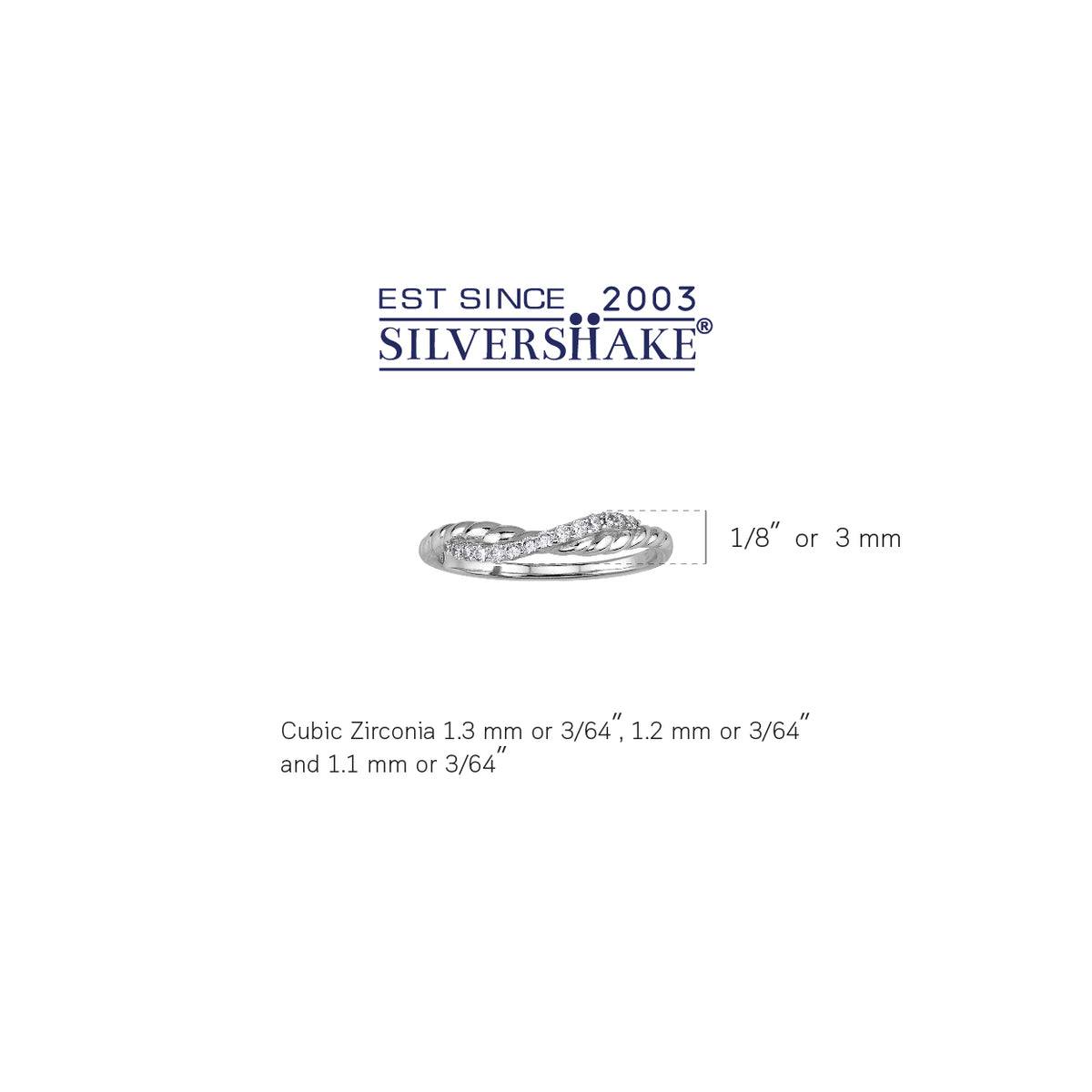 Petite White Cubic Zirconia 925 Sterling Silver Minimalist Trendy Chic Love Ribbon Rope Stack Ring silvershake