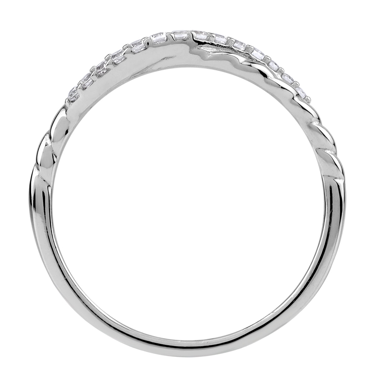 Petite White Cubic Zirconia 925 Sterling Silver Minimalist Trendy Chic Love Ribbon Rope Stack Ring silvershake