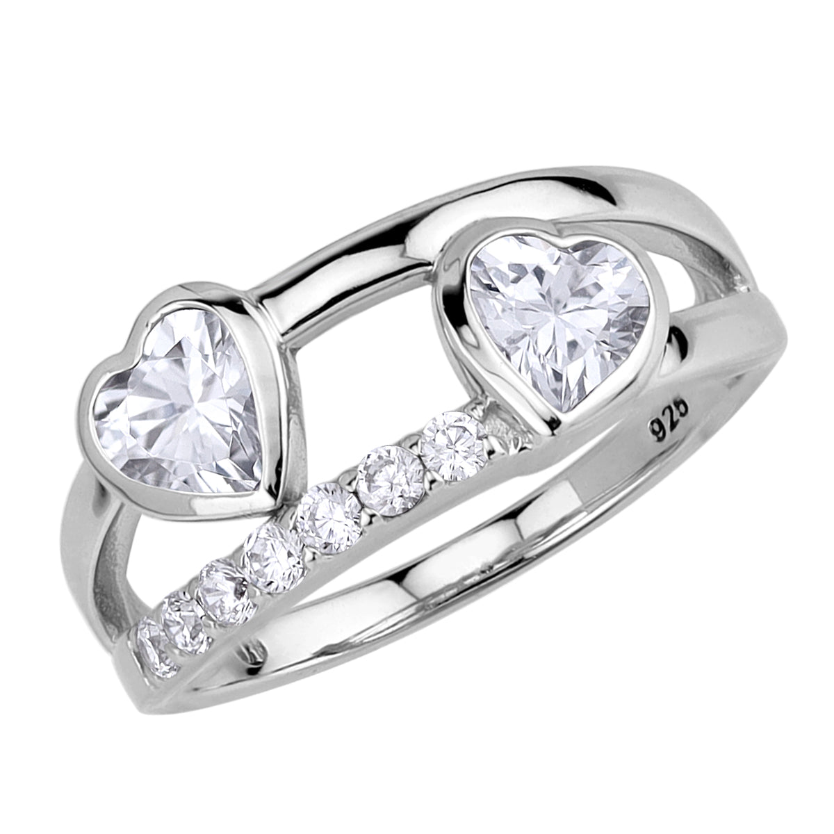 Cubic Zirconia White Gold Plated 925 Sterling Silver Heart Casual Love Fashion Ring silvershake