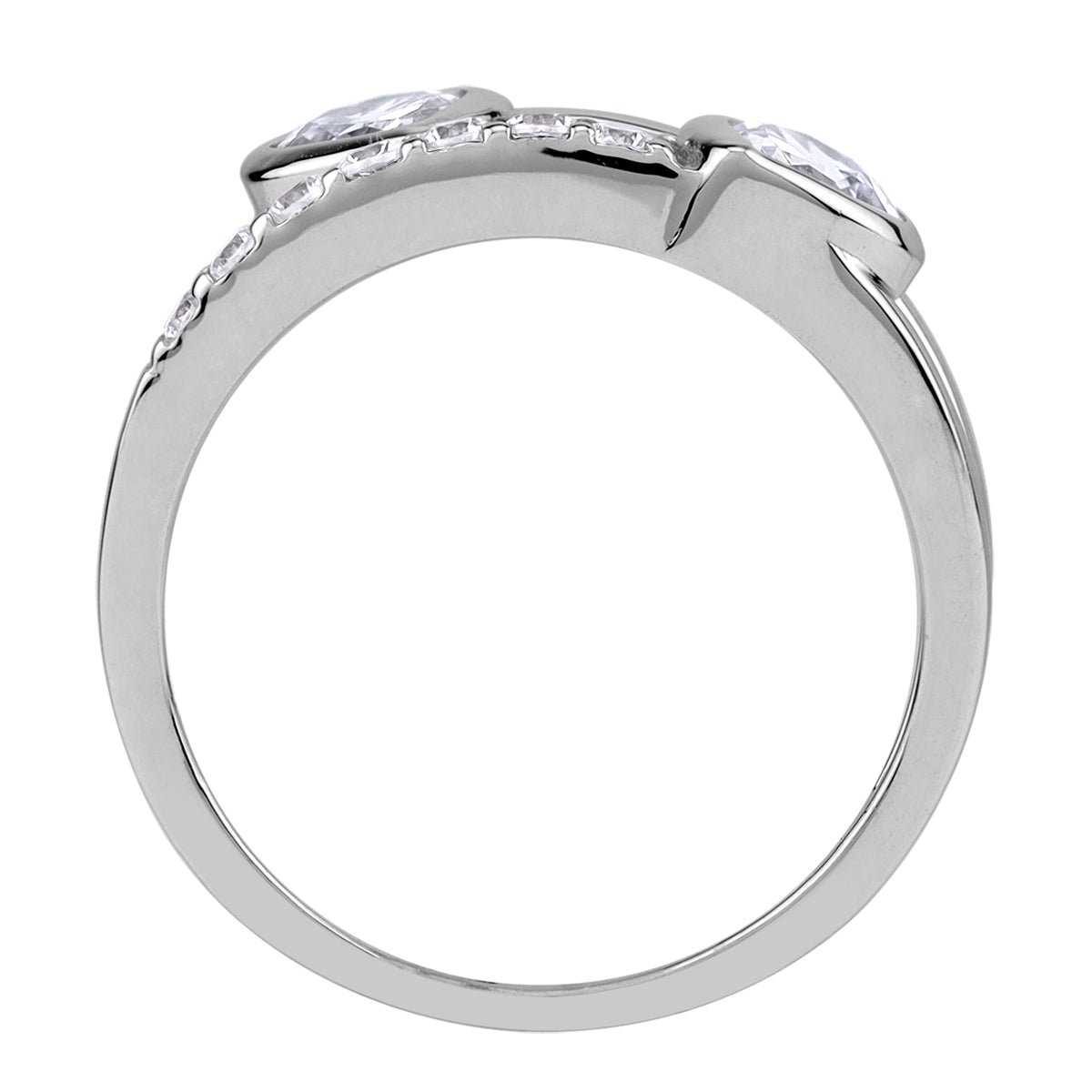 Cubic Zirconia White Gold Plated 925 Sterling Silver Heart Casual Love Fashion Ring silvershake