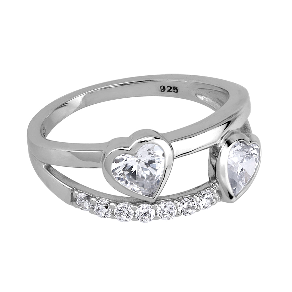 Cubic Zirconia White Gold Plated 925 Sterling Silver Heart Casual Love Fashion Ring silvershake