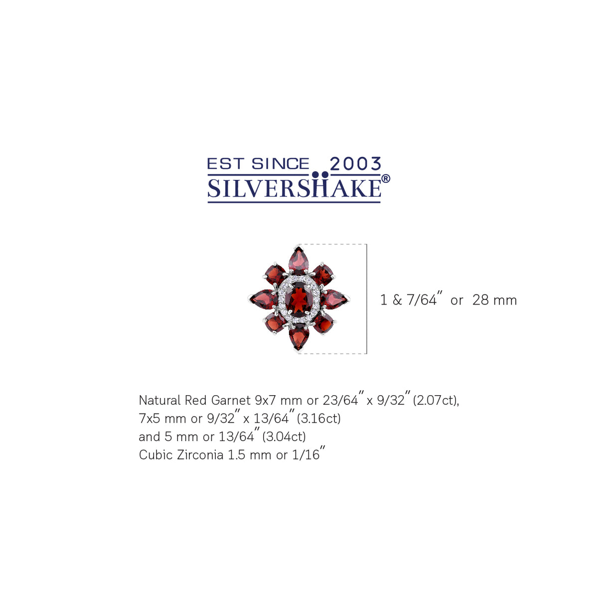 8.27 CTW Natural Red Garnet White Gold Plated 925 Sterling Silver Flower Cluster Cocktail Ring silvershake