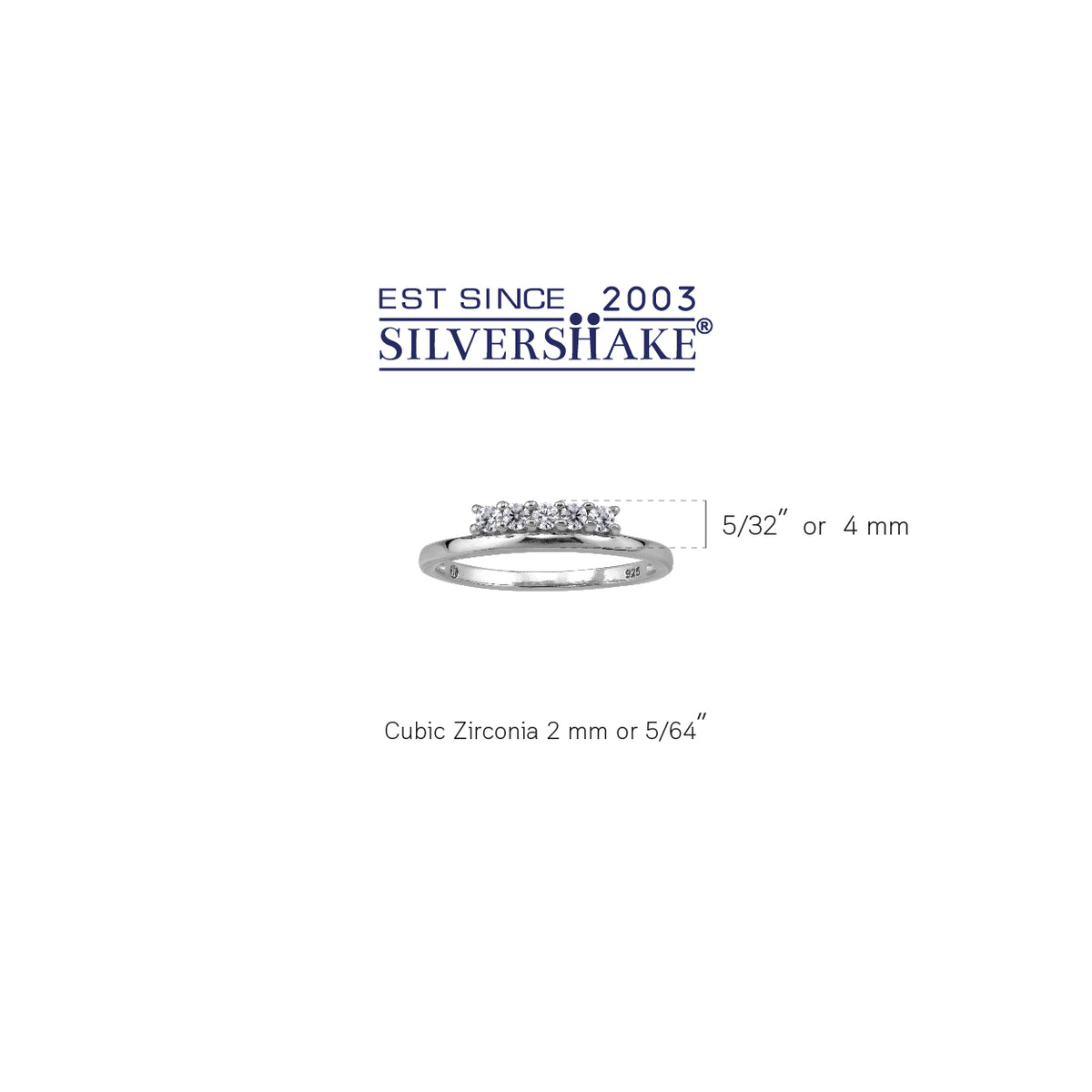 5-Stone Cubic Zirconia White Gold Plated 925 Sterling Silver Minimalist Trendy Chic Stackable Ring silvershake