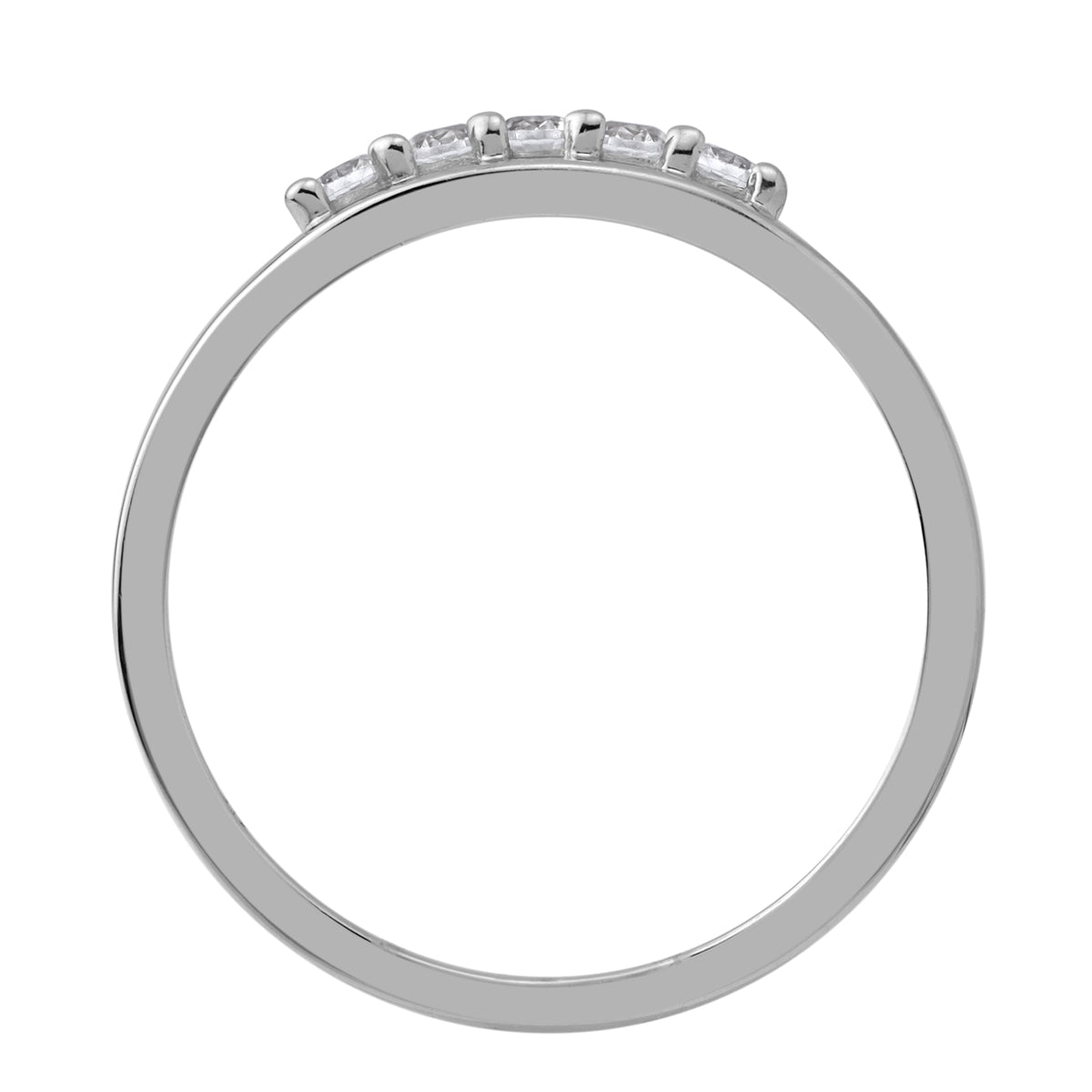 5-Stone Cubic Zirconia White Gold Plated 925 Sterling Silver Minimalist Trendy Chic Stackable Ring silvershake