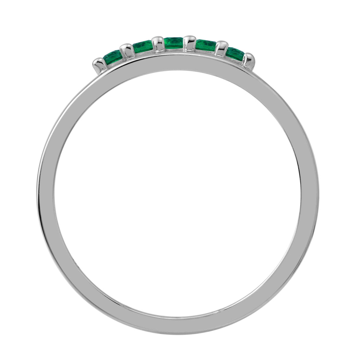 5-Stone Created Nano Green Emerald 925 Sterling Silver Minimalist Trendy Chic Stackable Ring silvershake