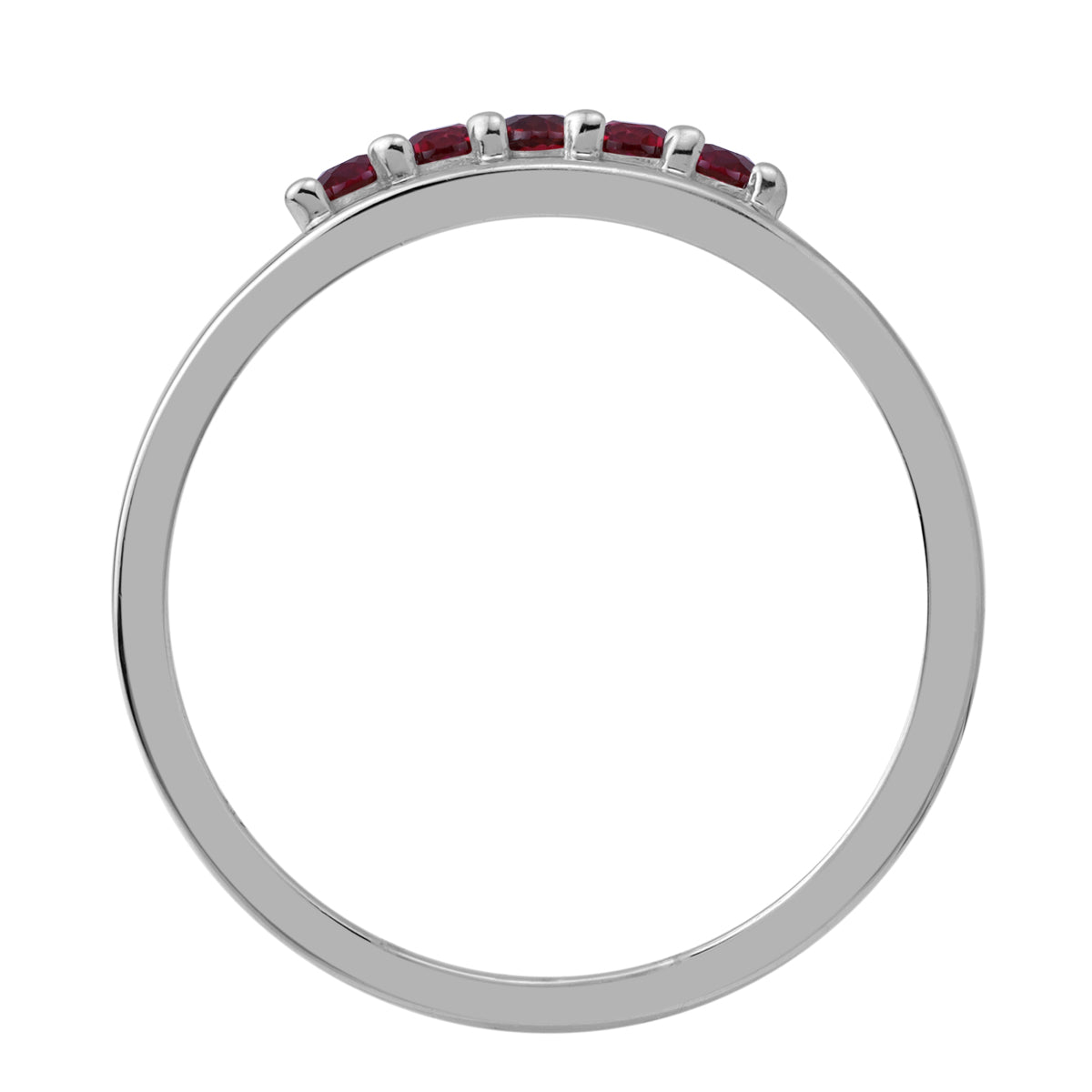5-Stone Simulated Red Ruby White Gold Plated 925 Sterling Silver Minimalist Trendy Chic Stack Ring silvershake