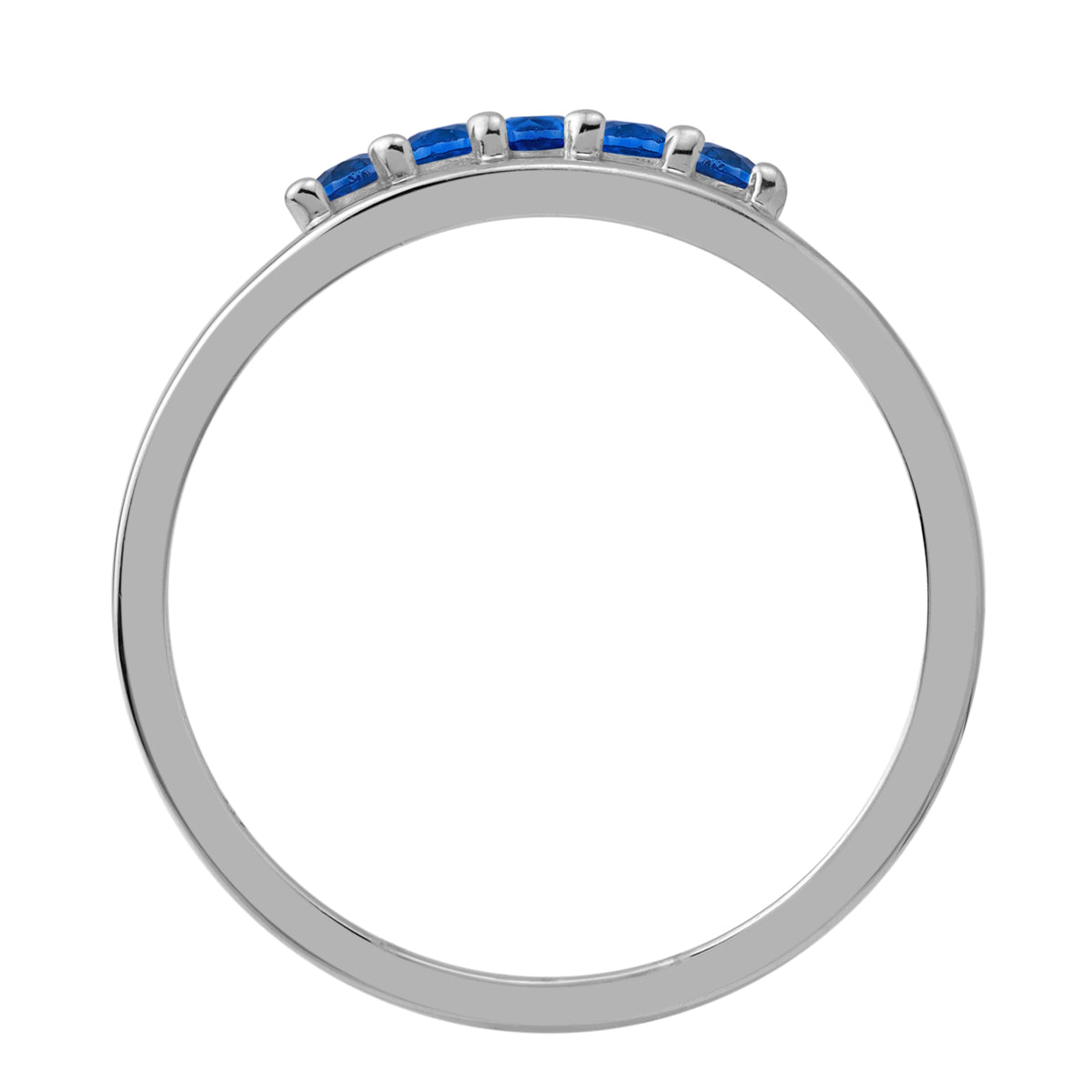 5-Stone Created Blue Sapphire White Gold Plated 925 Sterling Silver Minimalist Trendy Stack Ring silvershake
