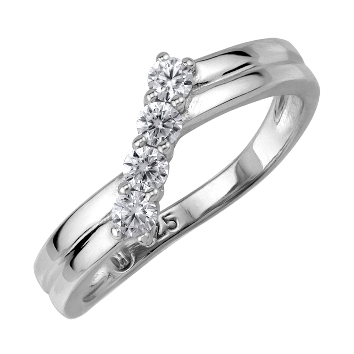 Cubic Zirconia White Gold Plated 925 Sterling Silver Minimalist Trendy Chic Journey Ring silvershake