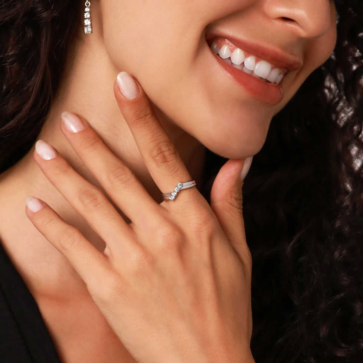 Cubic Zirconia White Gold Plated 925 Sterling Silver Minimalist Trendy Chic Journey Ring silvershake