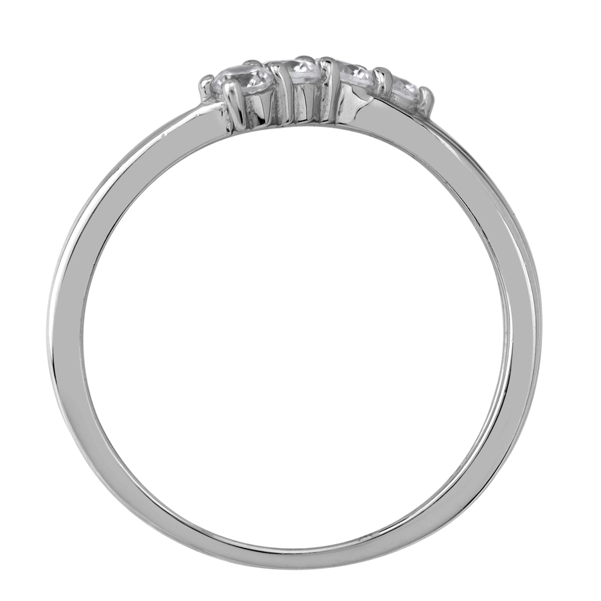 Cubic Zirconia White Gold Plated 925 Sterling Silver Minimalist Trendy Chic Journey Ring silvershake