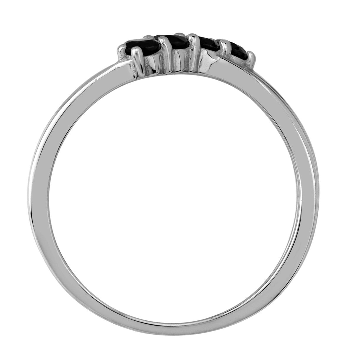 Black Cubic Zirconia White Gold Plated 925 Sterling Silver Minimalist Trendy Chic Journey Ring silvershake