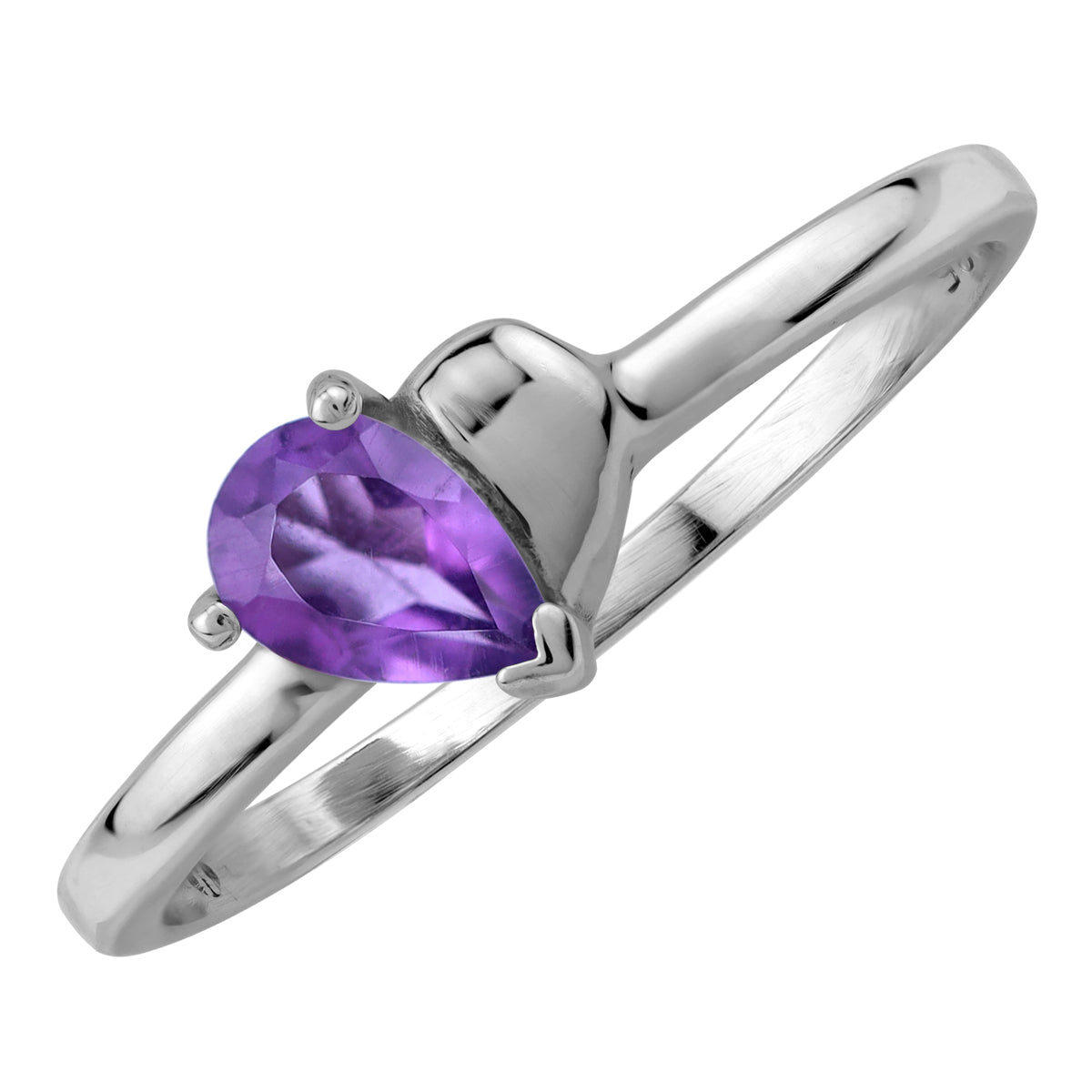 Genuine Amethyst 925 Sterling Silver Heart Inspired Petite Promise Ring silvershake