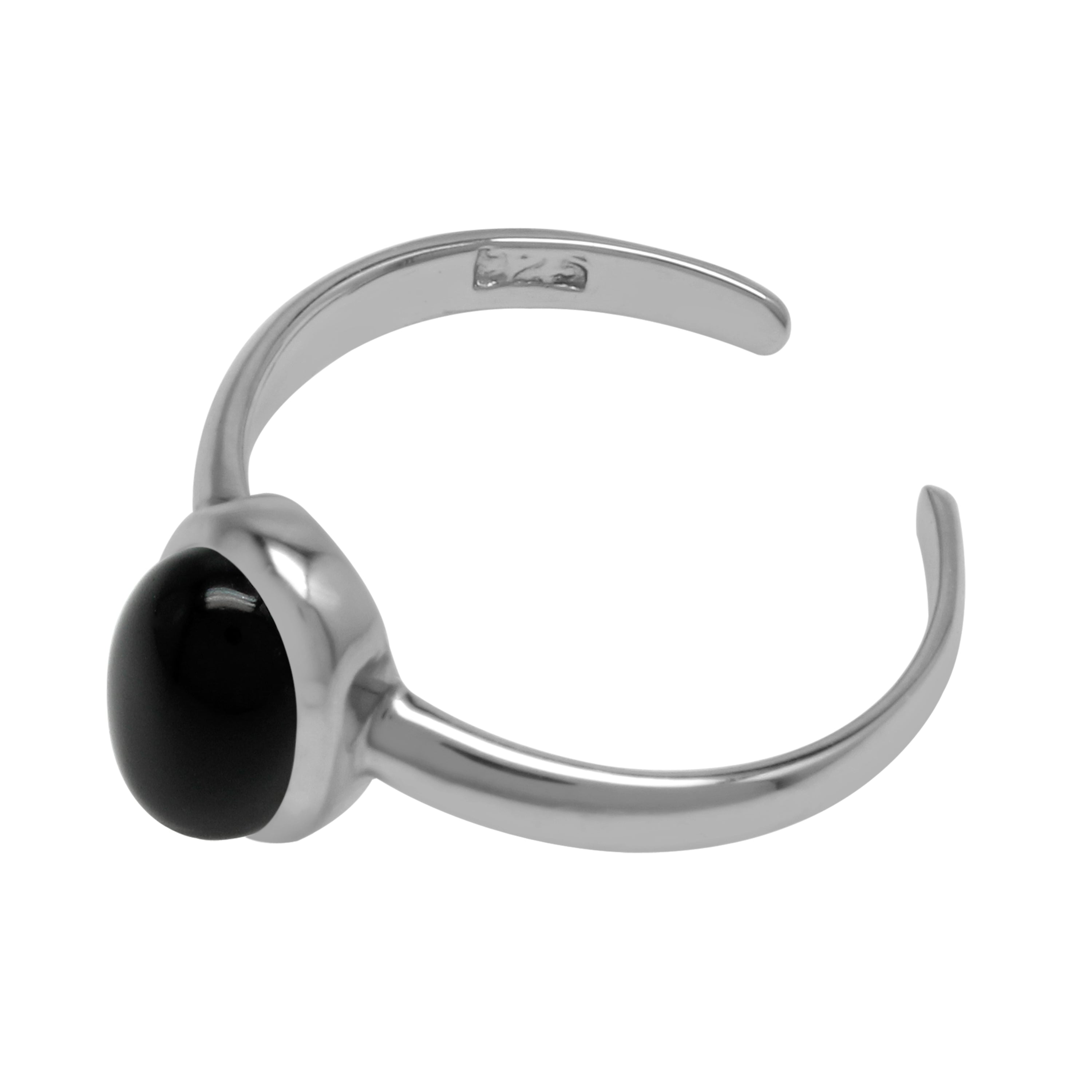 Natural Black Onyx Oval 7x5 mm 925 Sterling Silver Toe Ring - Silvershake-store
