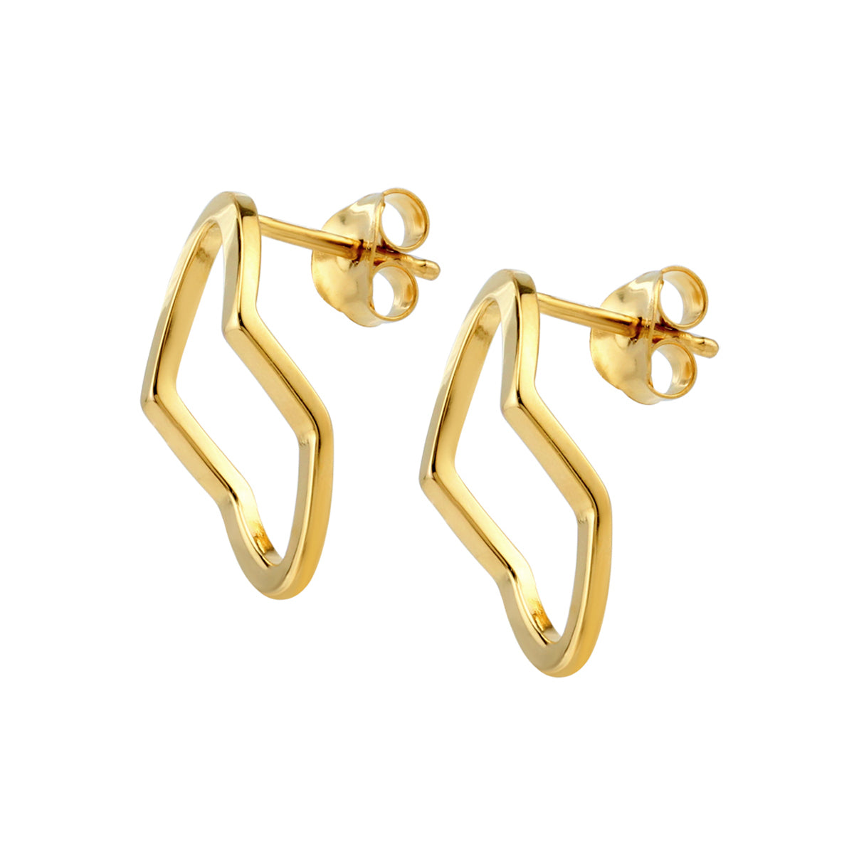 18K Yellow Gold Plated 925 Sterling Silver Oval Shape Geometric Stud Post Earrings