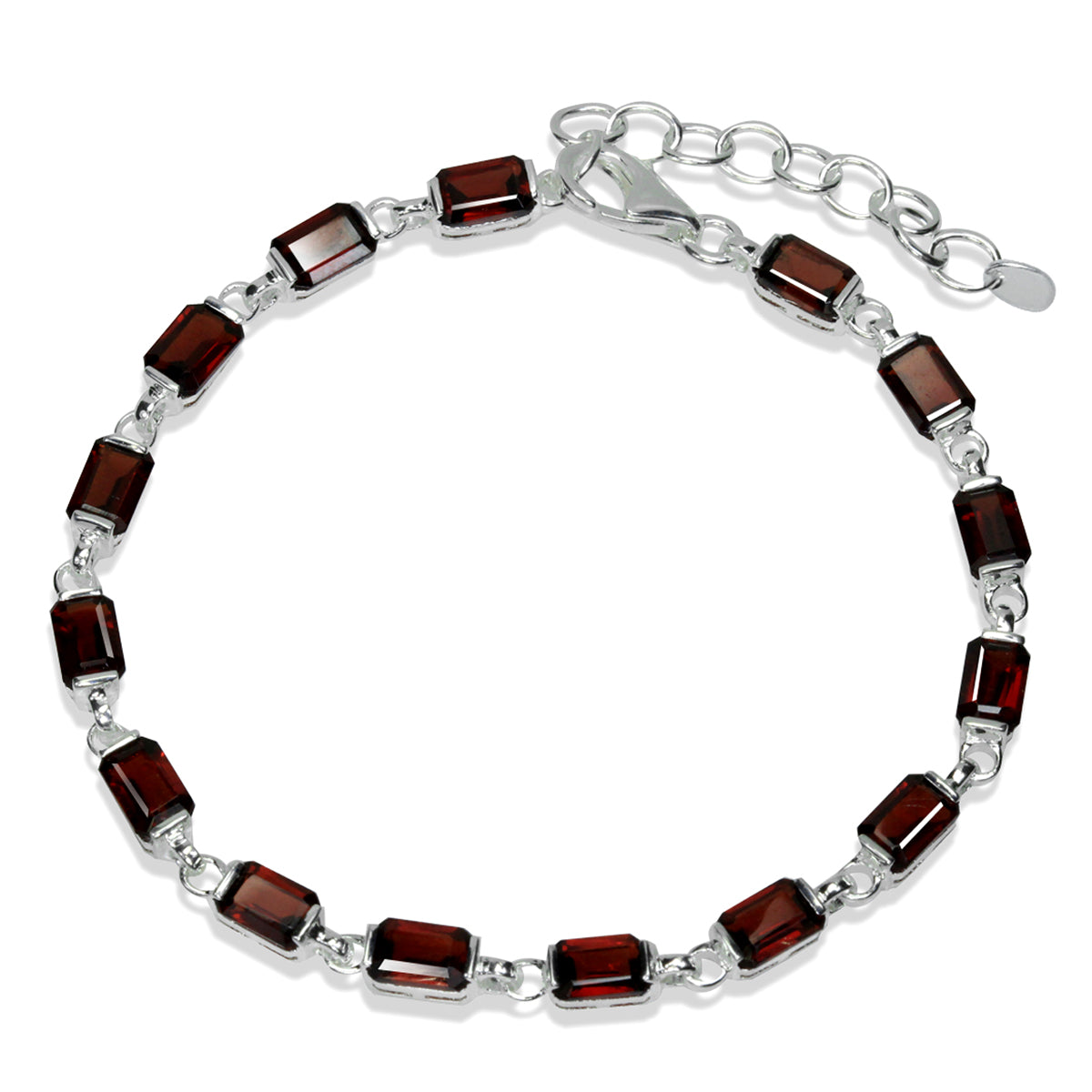 9.75ct. Natural Garnet 925 Sterling Silver 7 to 8.5 Inch Adjustable Bracelet - Silvershake-store