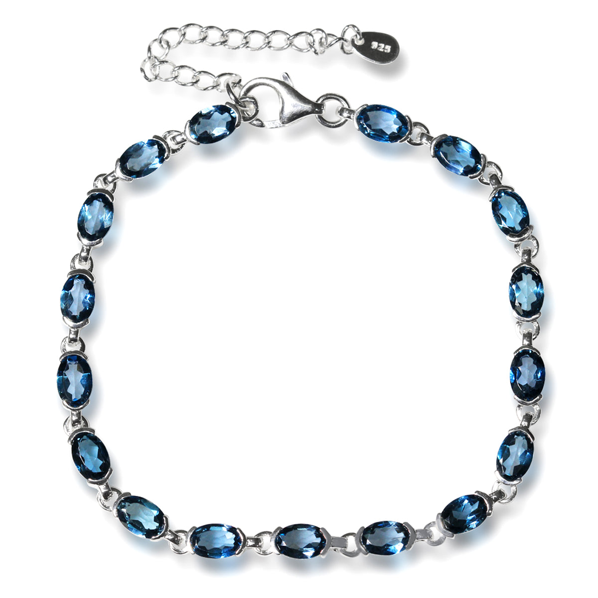 9.35ct. Genuine London Blue Topaz Gold Plated 925 Sterling Silver Tennis 7 to 8.5 Inch Adjustable Bracelet - Silvershake-store